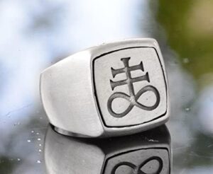 Erkekler için Sterlin Gümüş Lucifer Sembol Yüzüğü - Şeytani Leviathan Haçı Yüzük - Cesur İfade Mücevheri - Görsel 7