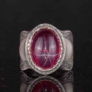 Doğal Star Ruby Taşlı Yüzük | 925 Ayar Gümüş | Farklı Tasarım - Görsel 5