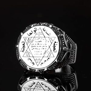 925 Ayar Gümüş Erkek Yüzük, Davud Yıldızı Yüzüğü, Kral Süleyman Yüzüğü, El Yapımı Özelleştirilebilir Yüzük - Görsel 5