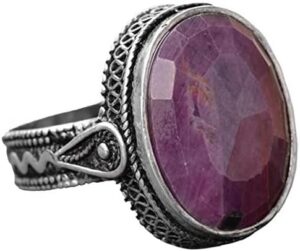 Sterling Gümüş Unisex Yüzük, Doğal Yakut Taşlı - Görsel 1