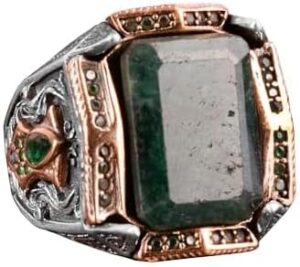 Gerçek Doğal Zümrüt Taşı Yüzük, Zümrüt Takı, 925 Ayar Gümüş Yüzük, El Yapımı Takı - Görsel 1