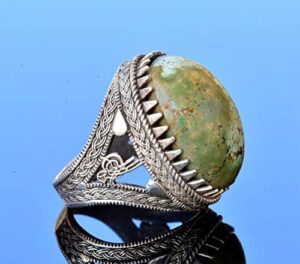 Gerçek Doğal Arizona Turkuaz Taş Yüzük, Osmanlı Mühür Yüzüğü, 925 Ayar Saf Gümüş Yüzük (Stil-3) - Görsel 4