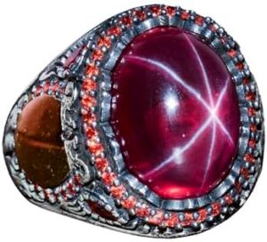 Gerçek Doğal Yıldız Yakut Taşı Yüzük, 925 Ayar Sterling Gümüş Yüzük, El Yapımı Yüzük - Görsel 1