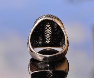 925 Ayar Gümüş Kral Tacı Yüzük - Doğal Oniks Taşı - Erkekler için Görkemli Takı - Görsel 5