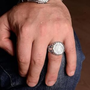 925 Ayar Gümüş Erkek Yüzük, Davud'un Yıldızı Yüzüğü, Kral Süleyman Yüzüğü, El Yapımı Özel Yüzük Erkekler İçin (Özelleştirilebilir) - Görsel 2