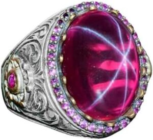 Gerçek Doğal Yıldız Yakutu Taşlı Yüzük, Erkek Yüzüğü, 925 Ayar Gümüş Yüzük - Görsel 1