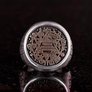 Süleyman Yüzüğü, Mühür Yüzüğü, Davud Yıldızı Yüzüğü, 925 Ayar Gümüş Yüzük - Görsel 5