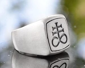 Erkekler için Sterlin Gümüş Lucifer Sembol Yüzüğü - Şeytani Leviathan Haçı Yüzük - Cesur İfade Mücevheri - Görsel 4