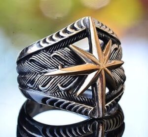 Pusula Yüzüğü, 925 Ayar Gümüş Erkek Yüzüğü, Pusula Erkek Yüzüğü (Özelleştirilebilir) - Görsel 3