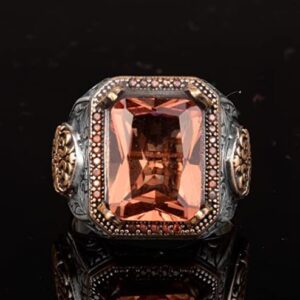 925 Ayar Gümüş Yüzük, Oluşturulmuş Sultanit Taşlı Erkek Yüzük - Görsel 3