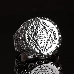 925 Ayar Gümüş Erkek Yüzük, Davud Yıldızı Yüzüğü, Kral Süleyman Yüzüğü, El Yapımı Özelleştirilebilir Yüzük - Görsel 3