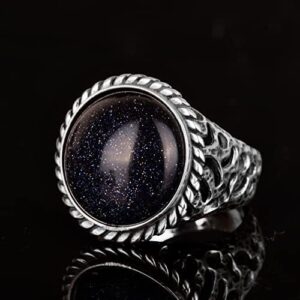 El Yapımı Erkek Yüzüğü, 925K Saf Gümüş Yüzük, Mavi Altın Yıldız Taşı - Görsel 4