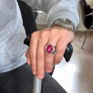 Doğal Star Ruby Taşlı Yüzük | 925 Ayar Gümüş | Farklı Tasarım - Görsel 6