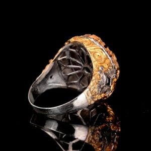 Usta Masonik Yüzük - 925 Ayar Gümüş, Altın Kaplama Siyah Obsidan, Mason Sembolü, Kelt Tasarımı Spiritüel Erkek Takısı (Özel) - Görsel 5