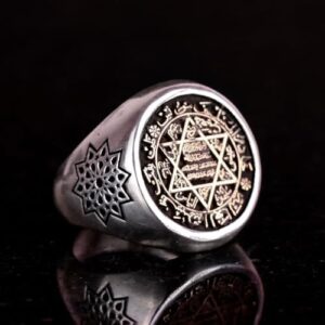 Süleyman Yüzüğü, Mühür Yüzüğü, Davud Yıldızı Yüzüğü, 925 Ayar Gümüş Yüzük - Görsel 3