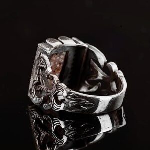 Dikdörtgen Sterlin Gümüş Yüzük, 925 Doğal Arizona Turkuaz Taş Yüzük (Stil-5) - Görsel 7