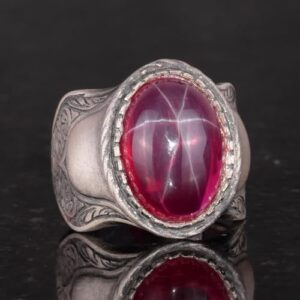 Doğal Star Ruby Taşlı Yüzük | 925 Ayar Gümüş | Farklı Tasarım - Görsel 3