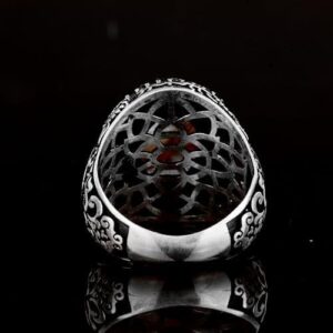 Gerçek Doğal Altın Rutilit Kuvars Taş Yüzük, Sterlin Gümüş Erkek Yüzük - Görsel 7