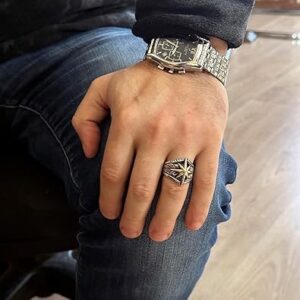 Pusula Yüzüğü, 925 Ayar Gümüş Erkek Yüzüğü, Pusula Erkek Yüzüğü (Özelleştirilebilir) - Görsel 2