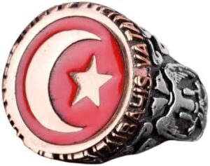 925 Ayar Gümüş Erkek Yüzük, Yıldız ve Hilal, El Yapımı Erkek Yüzük, Özelleştirilebilir Yüzük - Görsel 1