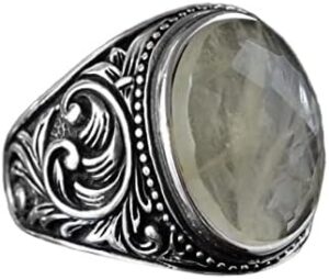 Gerçek Doğal Taş Yüzük, 925 Ayar Gümüş Yüzük (Limon Kuvars) - Görsel 1