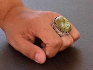 Gerçek Doğal Arizona Turkuaz Taş Yüzük, Osmanlı Mühür Yüzüğü, 925 Ayar Saf Gümüş Yüzük (Stil-3) - Görsel 7