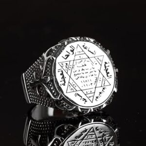 925 Ayar Gümüş Erkek Yüzük, Davud Yıldızı Yüzüğü, Kral Süleyman Yüzüğü, El Yapımı Özelleştirilebilir Yüzük - Görsel 4