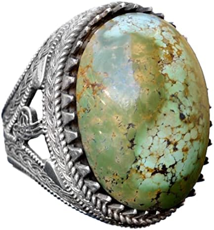 Gerçek Doğal Arizona Turkuaz Taş Yüzük, Osmanlı Mühür Yüzüğü, 925 Ayar Saf Gümüş Yüzük (Stil-3)