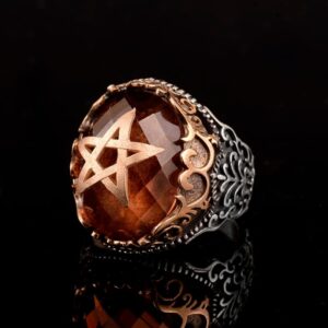 Yıldız Yüzük, Mühür Yüzük, 925 Ayar Gümüş Erkek Yüzük, El Yapımı Yüzük - Görsel 7