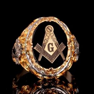 Usta Masonik Yüzük - 925 Ayar Gümüş, Altın Kaplama Siyah Obsidan, Mason Sembolü, Kelt Tasarımı Spiritüel Erkek Takısı (Özel) - Görsel 3