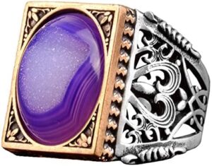 925 Ayar Gümüş Minimalist Yüzük Druzy Kuvars Doğal Taşlı - Görsel 1