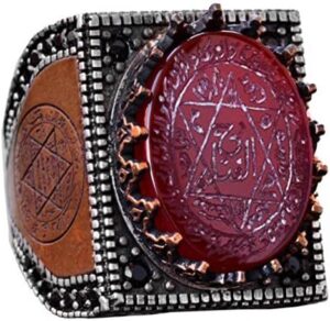 Doğal Akik Taşlı El Yapımı Yüzük, Ayar Gümüş Erkek Yüzüğü - Güç ve Koruma Sembolü (Kırmızı Akik) - Görsel 1