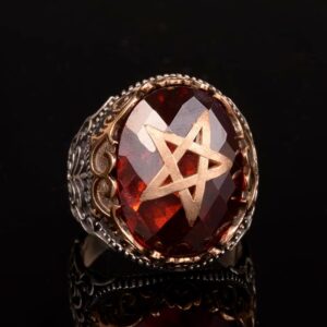 Yıldız Yüzük, Mühür Yüzük, 925 Ayar Gümüş Erkek Yüzük, El Yapımı Yüzük - Görsel 6