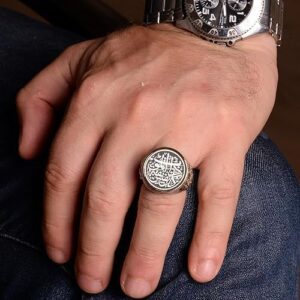 925 Ayar Gümüş Erkek Yüzük, El Yapımı Yüzük, İslami Yüzük, Özelleştirilebilir Yüzük - Görsel 3