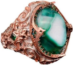 Gerçek Kristal Drusy Kuvars Taş Yüzük, 925 Ayar Gümüş Erkek Yüzük - Görsel 1