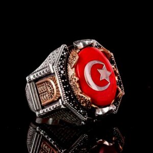 925 Ayar Gümüş Erkek Yüzüğü - Cesur Yıldız ve Hilal Tasarımı, Günlük Kullanım ve Özel Etkinlikler için İdeal - Görsel 2