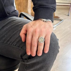 Süleyman Yüzüğü, Mühür Yüzüğü, Davud Yıldızı Yüzüğü, 925 Ayar Gümüş Yüzük - Görsel 2