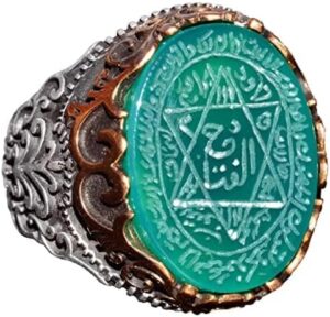 Sterling Gümüş Erkek Yüzük, Doğal Siyah Oniks Taşı, Kral Süleyman Mührü Yüzüğü, El Yapımı Takı (Jade) - Görsel 1