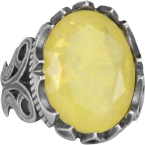 925 Ayar Gümüş Erkek Yüzük - Farklı Üretilmiş Taş Seçenekleriyle Mevcut (Sarı Paraiba Üretilmiş Taş) - Görsel 1