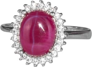 Sterling Gümüş Kadın Yüzük Gerçek Doğal Taş - Şık Tasarım (Yıldız Yakutu) - Görsel 1