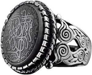 Gerçek Doğal Hematit Taşı Yüzük, İslami Gümüş Yüzük, Erkek Yüzüğü, 925 Ayar Gümüş Yüzük - Görsel 1