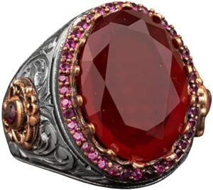 925 Ayar Gümüş Erkek Yüzük, Oluşturulmuş Paraiba Turmalin Taşı ile - Görsel 6