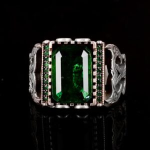 925 Ayar Gümüş Yüzük, Oluşturulmuş Paraiba Taşlı Gümüş Yüzük - Görsel 7