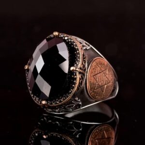 David Yıldızı Yüzük, Yapay Taş Yüzük, 925 Ayar Gümüş Süleyman Yüzüğü (Oniks Yapay Taş) - Görsel 6