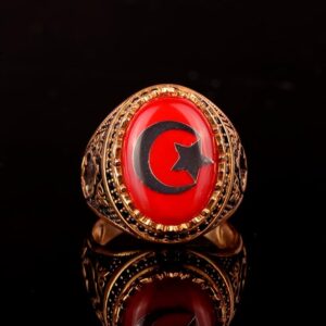 925 Ayar Gümüş Yüzük - Sembol Yüzükler - Erkek Yüzükleri (Yıldız ve Hilal) - Görsel 5