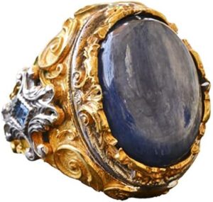 Doğal Mavi Safir Yüzük, Gümüş Mavi Safir Yüzük, 925 Ayar Gümüş Yüzük, Büyük Yüzük - Görsel 1