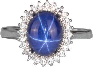 Gerçek Doğal Taşlı Gümüş Kadın Yüzük - Şık Tasarım (Star Sapphire) - Görsel 1