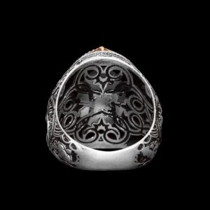 925 Ayar Gümüş Erkek Yüzük - Doğal Kaplan Göz Taşı - Görsel 4