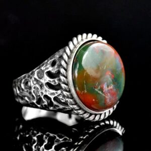 Gerçek Doğal Safir Taşlı Erkek Yüzük, Vintage Yüzük, 925 Ayar Gümüş Yüzük - Görsel 6