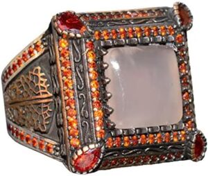 Gerçek Doğal Taş Yüzük - Gümüş Yüzük (Ay Taşı) - Görsel 1